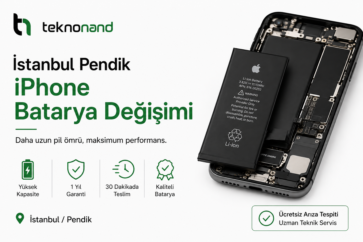 İstanbul Pendik iPhone Batarya Değişimi Teknonand