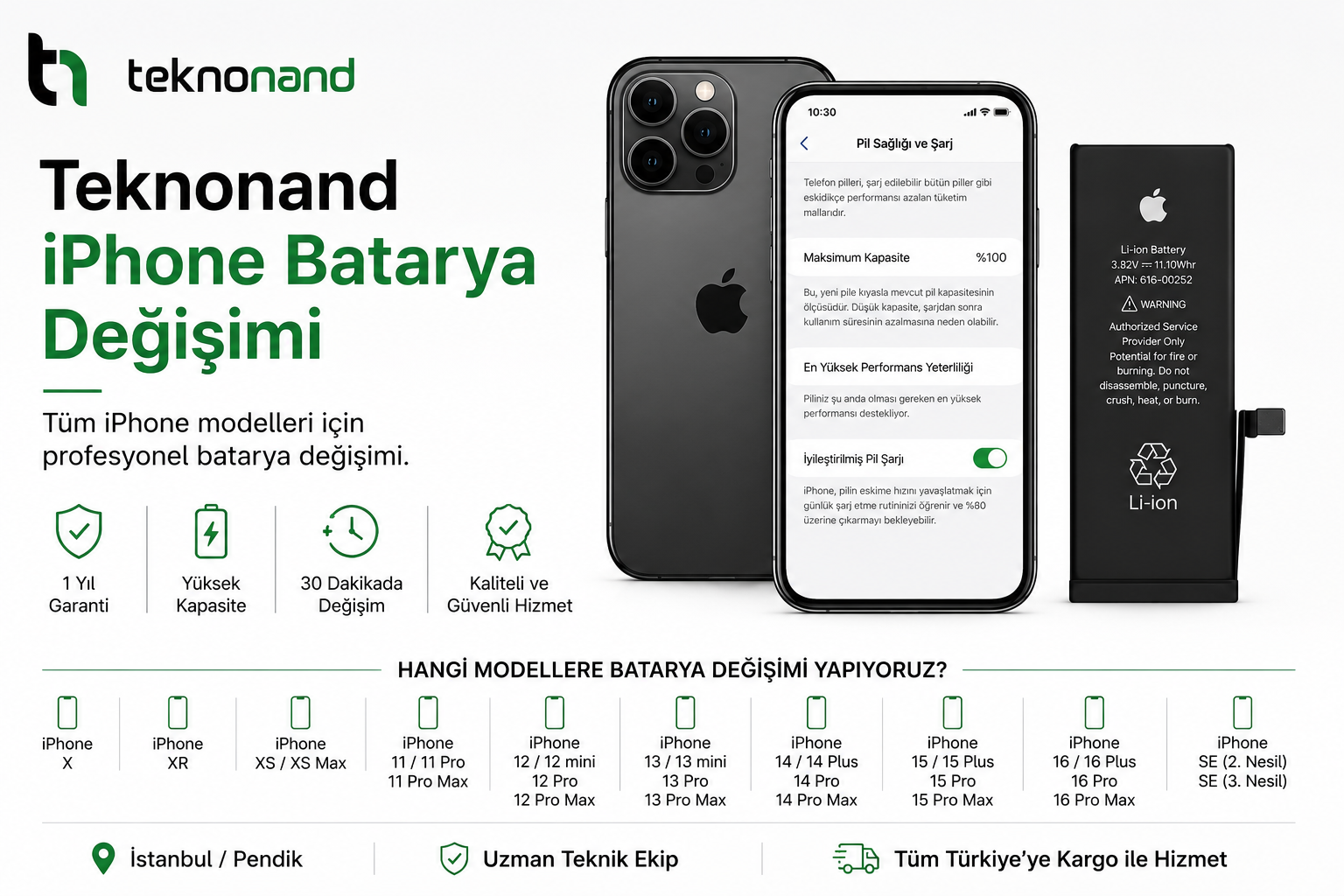 Teknonand iPhone Batarya Değişimi Yapılan Modeller