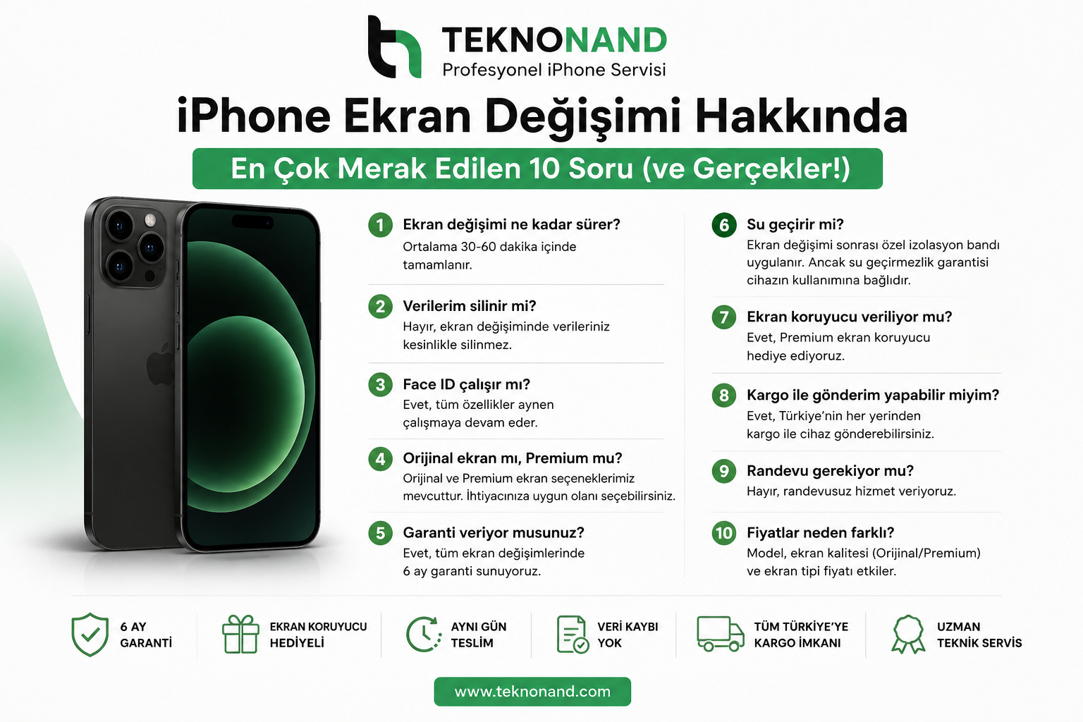 iPhone Ekran Değişimi: En Çok Sorulan 10 Soru | Teknonand