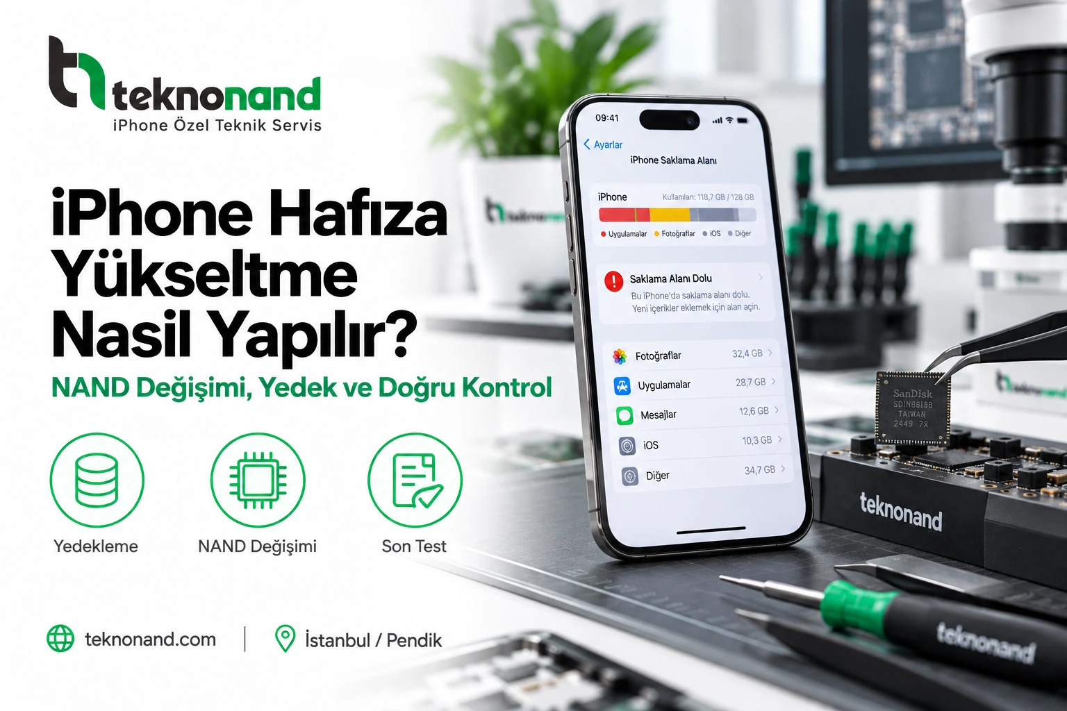 iPhone Hafıza Yükseltme Nasıl Yapılır? NAND Değişimi ve Yedek Rehberi