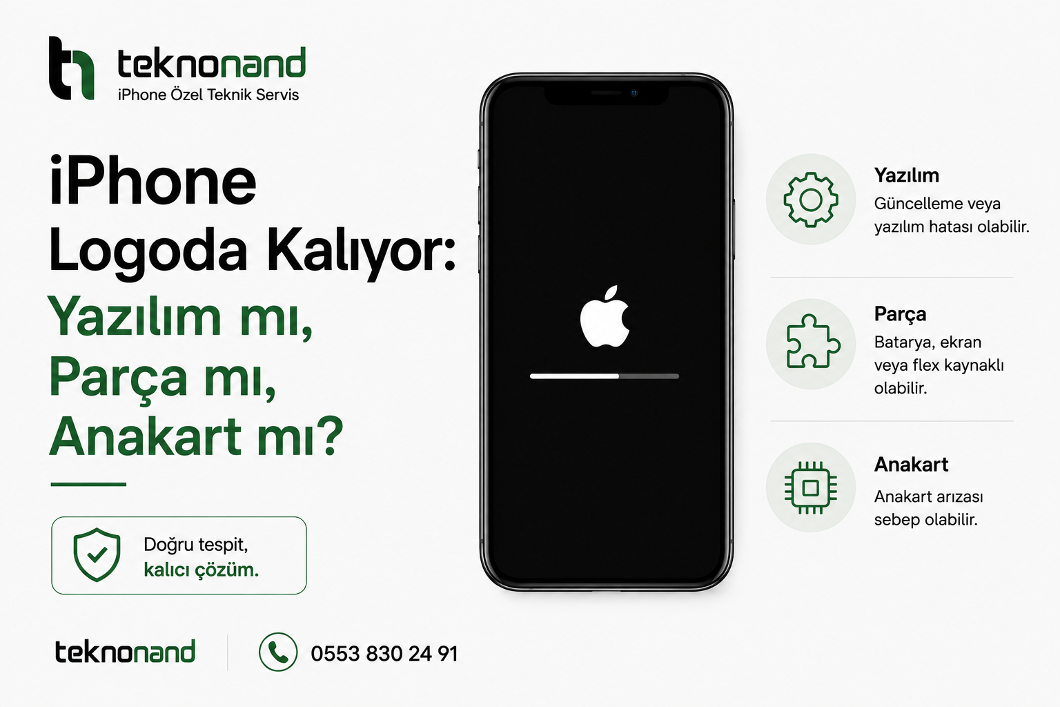 iPhone Logoda Kalıyor: Yazılım mı, Parça mı, Anakart mı?