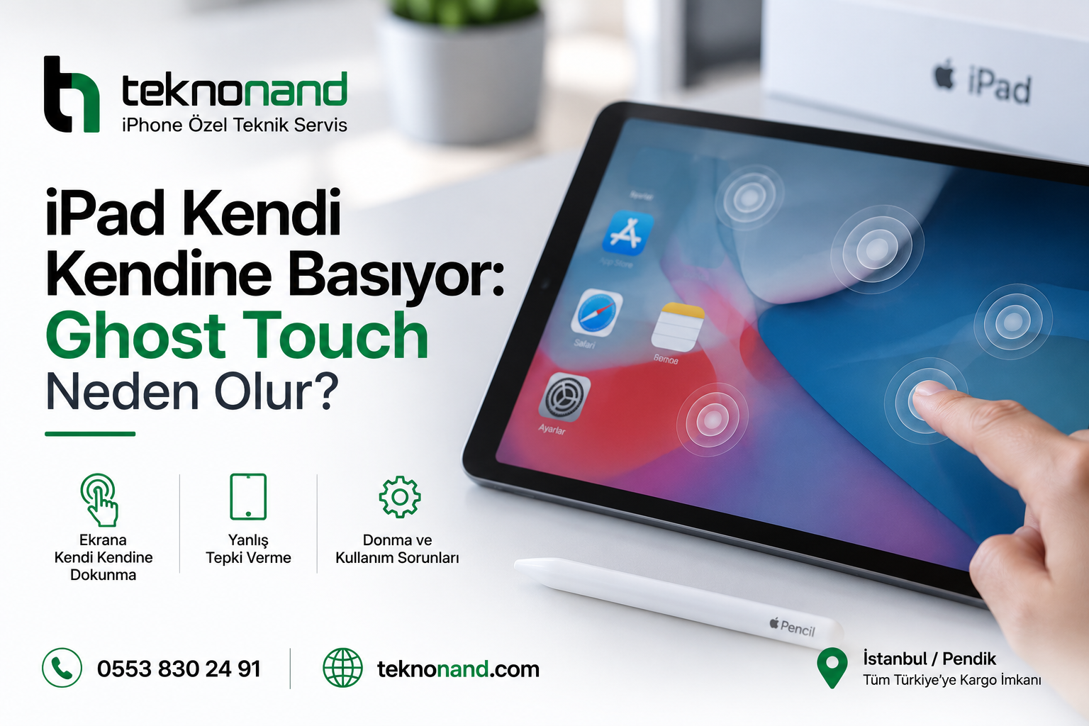 iPad Kendi Kendine Basıyor: Ghost Touch Neden Olur için teknik kontrol