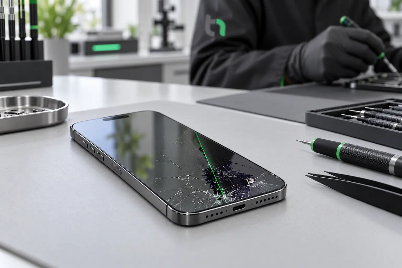 iPhone 17 Air kırık ekran ve görüntü arızası örneği