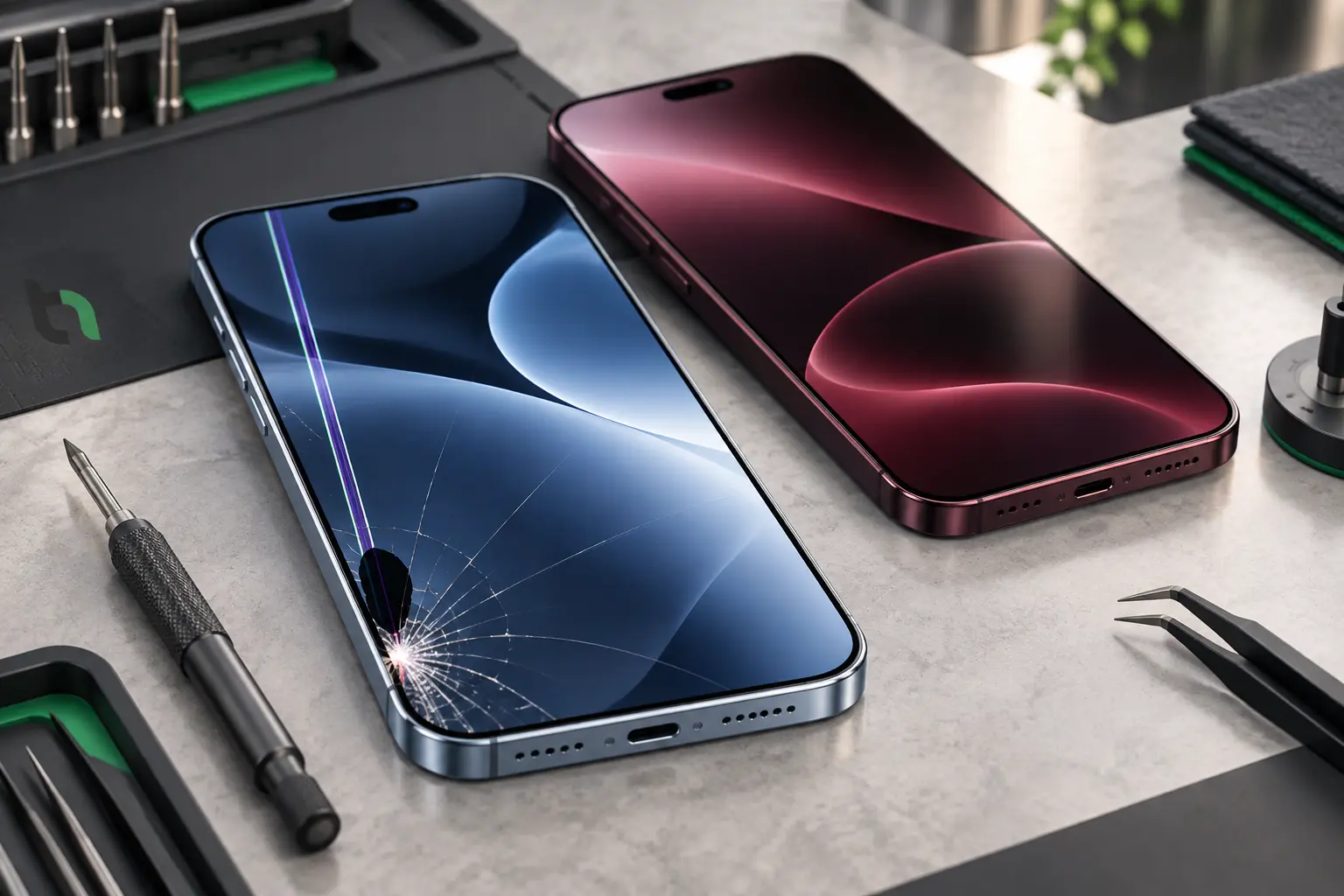 iPhone 18 Pro kırık ekran ve görüntü arızası örneği