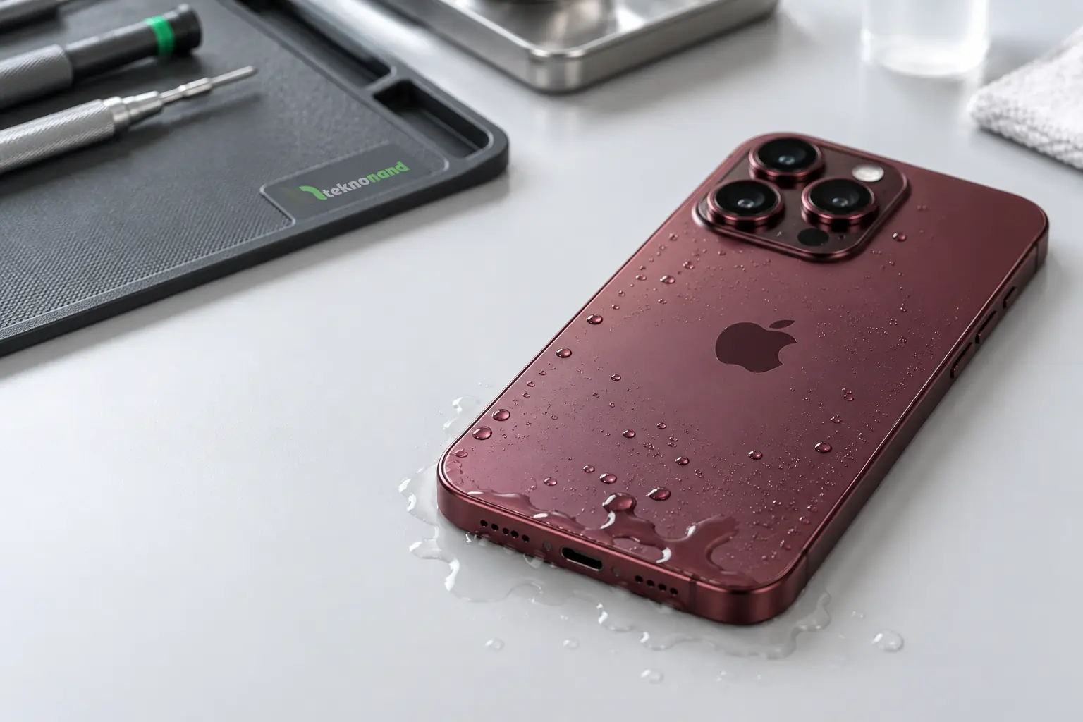 iPhone 18 Pro sıvı teması sonrası Teknonand servis tezgâhında