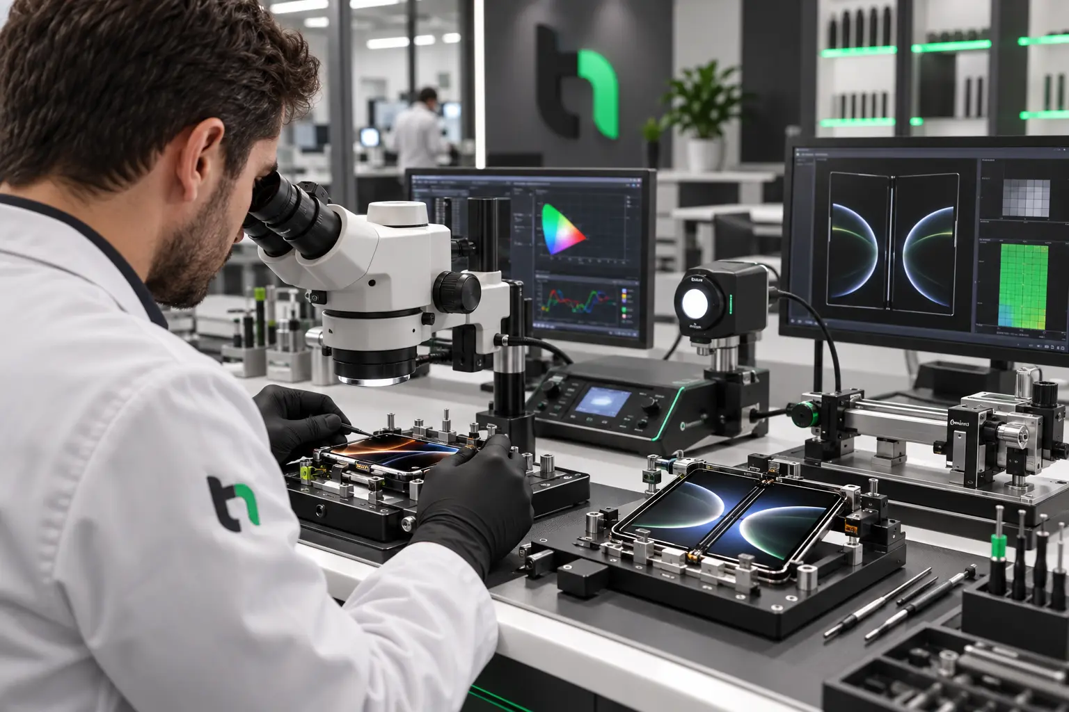 Teknonand laboratuvarında iPhone 18 Pro ekran kalibrasyonu ve montajı