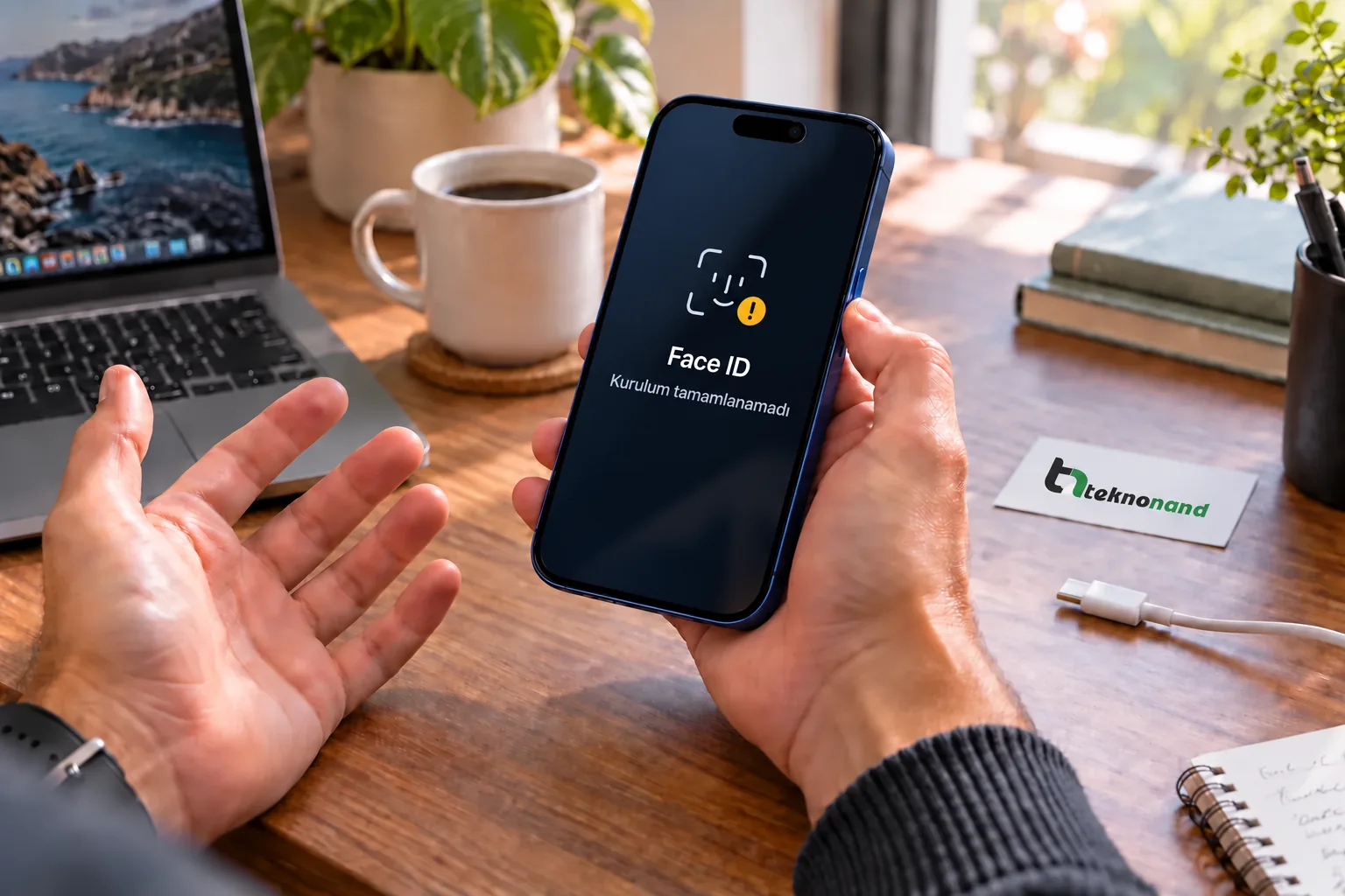 iPhone 17 Pro Max Face ID sorununun gösterildiği temsili telefon görseli